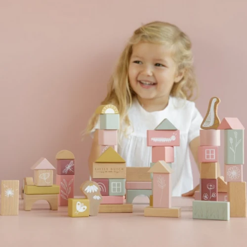 Little Dutch Building Blocks In Bucket Pink - LD7018 4 Little Dutch Building Blocks In Bucket Pink - LD7018 - Image 2