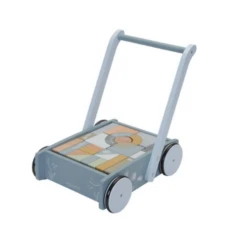 Little Dutch Wooden Baby Walker With Blocks - Ocean Blue